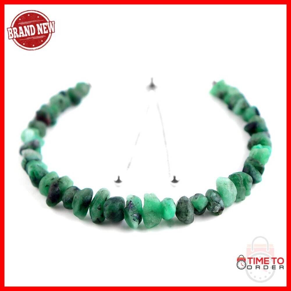 Natural Emerald Gemstone Bolo Bracelet, Sterling Silver, Adjustable Slider